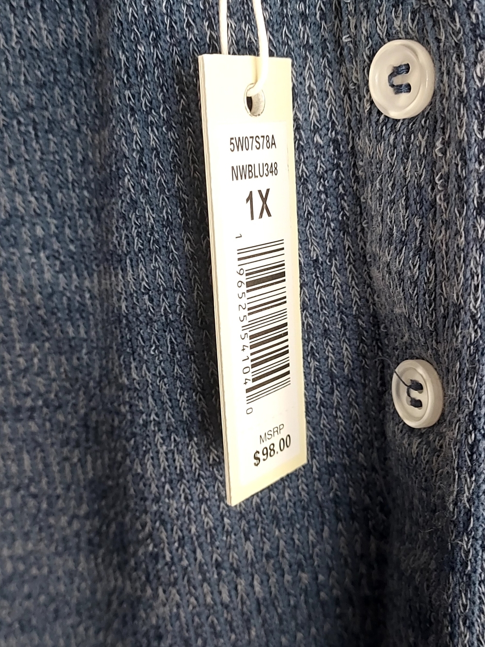 Max Studio Dark Navy Knit Henley Top - Picture 3 of 4